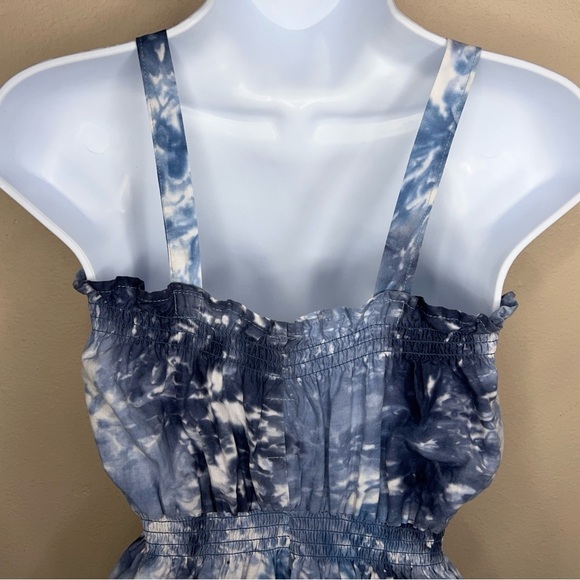 XS BLUE TIE DYE SLEEVELESS DRESS WOMENS SQUARE NECKLINE - Picture 5 of 10